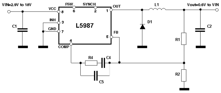 Application Circuit Diagram - STMicroelectronics L5987 Buck Regulators